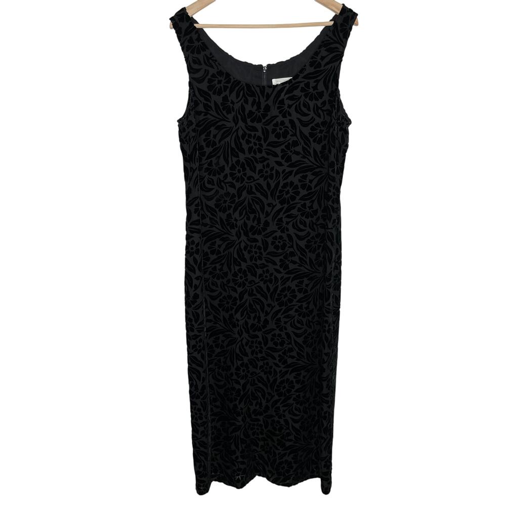 Vintage Express 90s Y2K Womens Velvet Burnout Maxi Dress Black Floral Whimsigoth